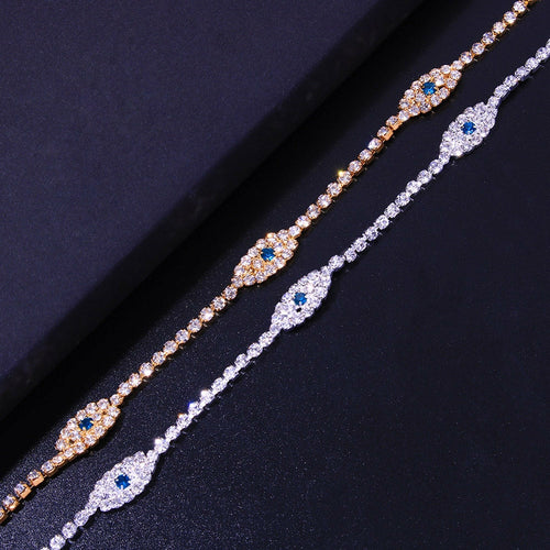 Beach “Crystal Evil Eye” Anklet Bracelet