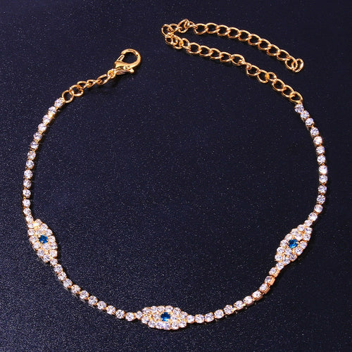 Beach “Crystal Evil Eye” Anklet Bracelet